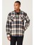 Oversize Fit Geniş Kesim Gizli Düğme Yaka Desenli Gömlek Ceket 3