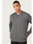 Erkek Antrasit-melanj Standart Fit Normal Kesim Içi Polarlı 3 Iplik Kolej Yaka Pamuklu Sweatshirt 3