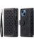 Iphone 13 Mini Telefon Kılıfı Için Zipper Cep Deri Kılıf 5.4 Inç Rhombus Doku Stand Cüzdan Şok Geçirmez Telefon Kapağı Bilek Kayış-Siyah (Yurt Dışından) 1