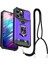 Iphone 13 Pro Telefon Kılıfı 6.1 Inç Sabit Pc+Tpu Kickstand Slayt Kamera Kapak Kartı Tutucu Telefon Kabuğu Strap-Purple ile (Yurt Dışından) 1