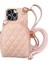 Iphone 13 Pro Max Telefon Kılıfı 6.7 Inç Baskılı Rhombus Desen Çıkarılabilir Kart Tutucu Pu Deri Kaplamalı Pc Crossbody Fermuar Çanta Kapağı Omuz Kayışı Pink ile (Yurt Dışından) 1