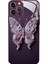 Iphone 13 Pro Telefon Kılıfı Için 6.1 Inç Şık Kelebek Desen Temperli Cam+Tpu Kıç Çizgisi Kapak-Dark Mor (Yurt Dışından) 1