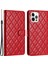 Iphone 13 Pro Max Telefon Kılıfı Dikiş Hattı Rhombus Doku Doku Telefon Kılıfı Cüzdan Flip Stand Pu Deri Telefon Kapak-Kırmızı (Yurt Dışından) 2