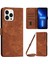 Iphone 13 Pro Telefon Kılıfı Için 6.1 Inç Pu Deri Deri Touch Hatları Baskılı Cüzdan Stand Flip Cover-Brown (Yurt Dışından) 1