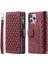 Iphone 13 Pro Max Telefon Kılıfı Için 6.7 Inç 005 Deri Hücre Çantası Rhombus Grid Dokulu Fermuar Cep Standı Cüzdan Telefon Kabuğu Strap-Red ile (Yurt Dışından) 1
