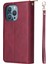 Iphone 13 Pro Telefon Kılıfı Için Damla Koruma 6.1 Inç Flip Stand Pu Deri Deri Manyetik Fermuar Cep Akıllı 9 Kart Yuvaları Strap-Red ile (Yurt Dışından) 3