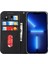 Iphone 13 Pro Telefon Kılıfı Için 6.1 Inç Anti-Çizgiye Dönüş Tam Koruma Ipek Doku Deri Deri Cüzdan Kapağı Strap-Black (Yurt Dışından) 4