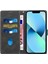 Iphone 13 Mini Telefon Kılıfı Için 5.4 Inç Izgara Dekor Pu Deri Kapağı Şok Geçirmez Anti-Fall Anti Anti Stand Cüzdan Kılıfı Strap-Black (Yurt Dışından) 2