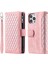 Iphone 13 Pro Max Telefon Kılıfı Için 6.7 Inç 005 Deri Hücre Çantası Rhombus Grid Dokulu Fermuar Cep Standı Cüzdan Telefon Kabuğu Strap-Rose Altın (Yurt Dışından) 1