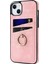 Iphone 13 Mini Telefon Kılıfı 5.4 Inç Retro Doku Kaplamalı Tpu Kılıf Kart Tutucu Damla Geçirmez Halka Tutucu Kickstand Telefon Kapak Pembe (Yurt Dışından) 3