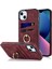 Iphone 13 Mini Telefon Kılıfı 5.4 Inç Retro Doku Deri Kaplamalı Tpu Kılıf Kartı Tutucu Damla Geçirmez Halka Tutucu Kickstand Telefon Kapak-Kırmızı (Yurt Dışından) 1