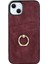 Iphone 13 Mini Telefon Kılıfı 5.4 Inç Retro Doku Deri Kaplamalı Tpu Kılıf Kartı Tutucu Damla Geçirmez Halka Tutucu Kickstand Telefon Kapak-Kırmızı (Yurt Dışından) 2