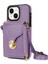 Iphone 13 Mini Telefon Kılıfı Için 5.4 Inç Crossbody Kart Tutucu Pu Deri Kaplamalı Tpu Kickstand Fermuar Kapak-Moral (Yurt Dışından) 1