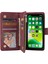 Iphone 13 Mini Telefon Kılıfı Için 5.4 Inç Pu Deri Telefon Cüzdan Stand Kapağı Çok Kart Yuvaları Fermuar Cep Kırmızılı Damla Geçirmez Kılıf (Yurt Dışından) 2