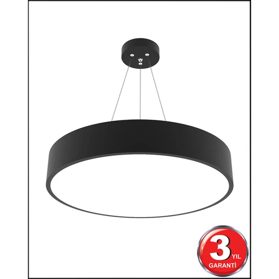 Hegza Lighting Drum 40CM (Siyah Kasa, Beyaz Işık) Ledli Modern LED Avize, Salon, Mutfak, Oturma Yatak Odası, Sarkıt