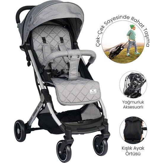 Lorelli Fiorano Kabin Boy Bebek Arabası Dolphin Grey 25 kg Taşıma Kapasitesi ile Katlanabilir