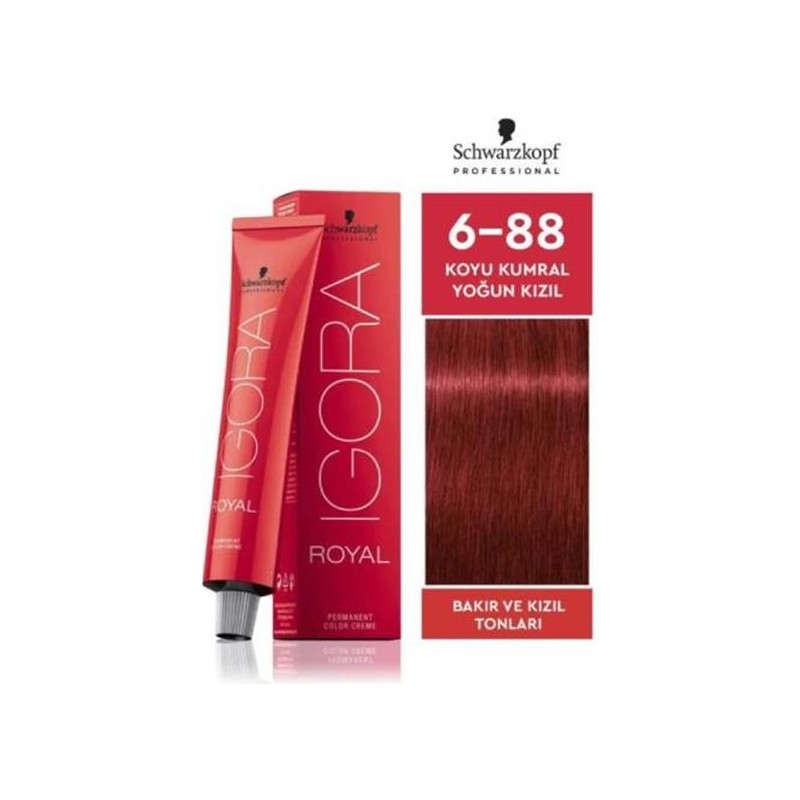 Schwarzkopf Igora Royal6-88 Koyu Kumral Yoğun Kızıl Saç Boyası 60 ml Uzun Süreli Etkiyle