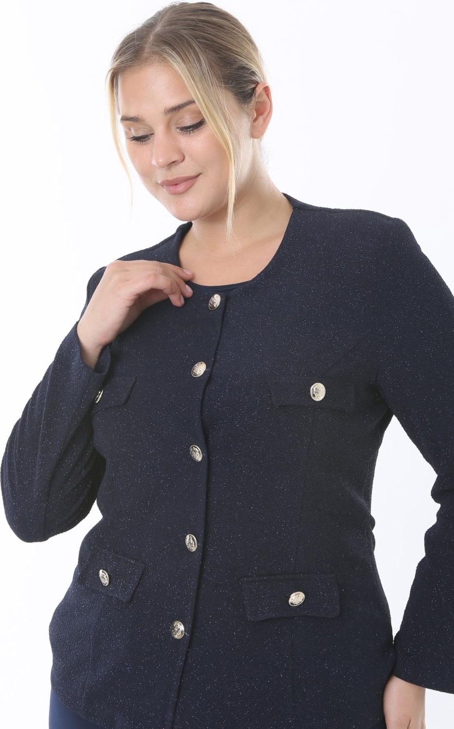 Ladies First Büyük Beden 3836 Lacivert Tek Ceket görsel 3