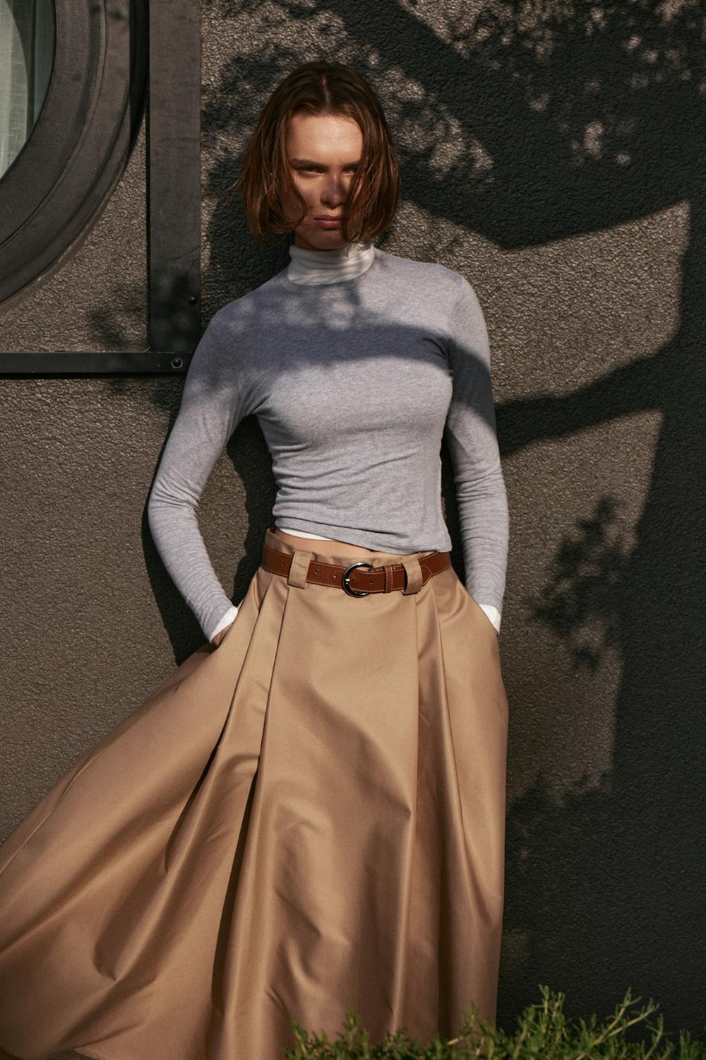 Suud Collection Camel Renkli Uzun Etek DOKUMA Kumaş ile Soğuk Havalara Uygun 34 Beden