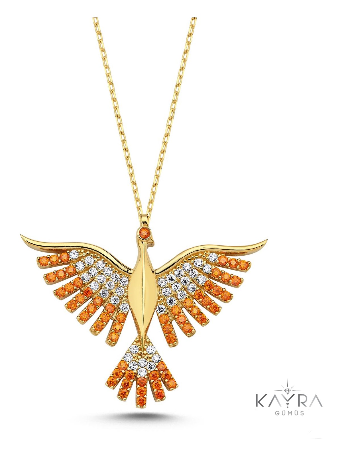 Kayra Mücevher Anka Kuşu Altın Kaplama Kolye - Görsel 6