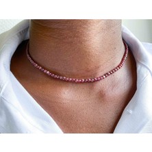 NehirTaş Sertifikalı   Lal Taşı Doğaltaş Kolye 4 mm