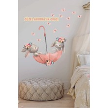 Şemsiyeli Tavşan Isimli Çocuk ve Bebek Odası Kişiselleştirilebilir Sticker Seti