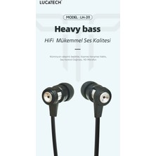 Lucatech Samsung Xiaomi Oppo Huawei Uyumlu Slikonlu Metal Kafa Kulaklık 3.5 mm Jack Girişli