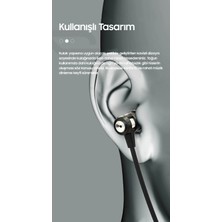 Lucatech Samsung Xiaomi Oppo Huawei Uyumlu Slikonlu Metal Kafa Kulaklık 3.5 mm Jack Girişli