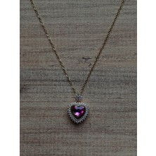 La Lavinia Gold Çelik Zirkon Taşlı Pembe Çelik Kolye