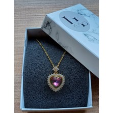 La Lavinia Gold Çelik Zirkon Taşlı Pembe Çelik Kolye