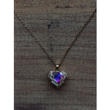 La Lavinia Gold Zirkon Taşlı Çelik Pembe Kalp Kolye
