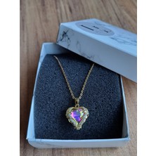 La Lavinia Gold Zirkon Taşlı Çelik Pembe Kalp Kolye