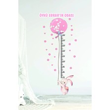 Kt Grup Balonlu Tavşan Boy Ölçer Isimli Çocuk ve Bebek Odası Kişiselleştirilebilir Sticker Seti
