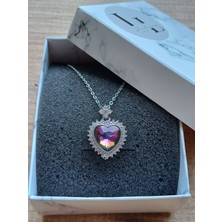 La Lavinia Silver Çelik Zirkon Taşlı Pembe Kalp Kolye