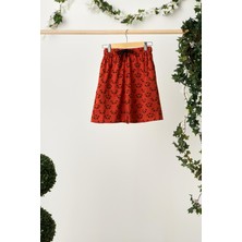 Babygiz Kiremit Erkek Çocuk Beli Lastikli Cepli Yumuşak Rahat Hafif %100 Pamuklu Desenli Penye Şort