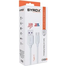 Syrox C109 Type-C Ultra Hızlı Quick Şarj Kablosu, Data Kablosu 3.0A 18W