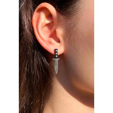 Trend Collection Kadın Erkek Gümüş Chef Bıçak Çivili Paslanmaz Çelik Küpe (Tekli)