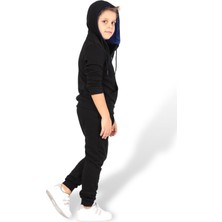Karb Unisex Kız ve Erkek Çocuk Kapüşonlu Fermuarlı Alt ve Üst Eşofman Takım Yüzde Yüz Pamuk