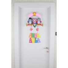 Renkli Hayallerim Anna Ayla Isimli Baykuş Bebek ve Hastane Odası Kapı Süsü