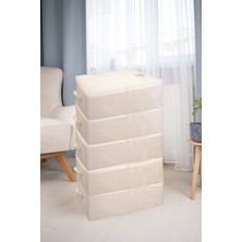 textile sweet 5'li Büyük Boy Krem Baza Altı Düzenleyici Hurç 62X46X22