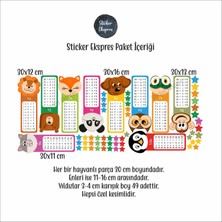 Sticker Ekspres Renkli Hayvanlı Çarpım Tablosu Eğitici Anaokulu Çocuk Odası Kreş Duvar Sticker Seti