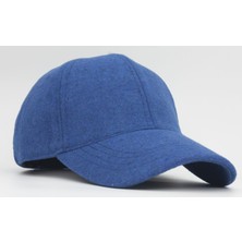 Şapkadan Kadın Bebe Mavi Yünlü Kışlık Beyzbol Kep Şapka Lastikli Yapı ile Rahat Kullanım Sunar