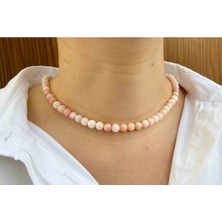 NehirTaş Sertifikalı   Pembe Opal Taşı Doğaltaş Kolye 8 mm