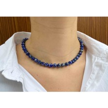 NehirTaş Sertifikalı   Lapis Lazuli Taşı Doğaltaş Kolye 6 mm Faset