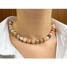 NehirTaş Sertifikalı   Pembe Opal Taşı Doğaltaş Kolye 10 mm