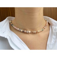 NehirTaş Sertifikalı   Pembe Opal Taşı Doğaltaş Kolye 6 mm