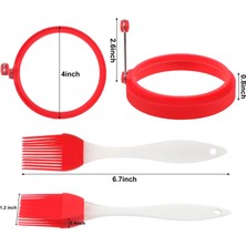 Yiqln Paket Silikon Yumurta Halkaları, 4 Inç Gıda Sınıfı Yumurta Pişirme Halkaları, Yapışmaz Kızarmış Yumurta Halkası Kalıbı, Gözleme Kahvaltı Sandviçleri, 2 Silikon Fırçalı (Yurt Dışından)
