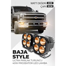 C9 40W Baja Style 8 cm Ultra Parlak LED Projektor Off Road (Turuncu ve Sarı Seçenekleri Ile)