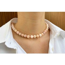 NehirTaş Sertifikalı   Pembe Opal Taşı Doğaltaş Kolye 4 mm
