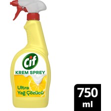 Cif Krem Sprey Ultra Yağ Çözücü Yüzey Temizleyici Limon 750 ml